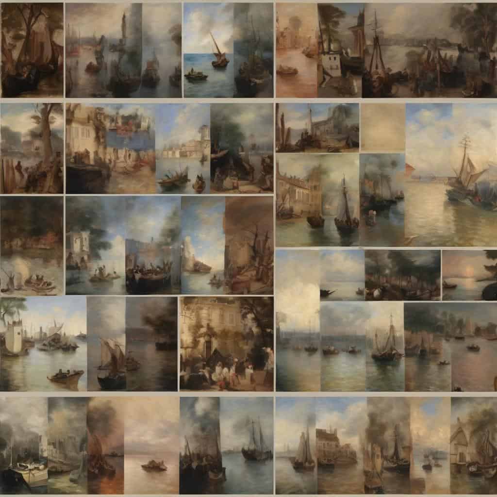Ναυτικά τοπία και υπέροχα φωτισμένα σκηνικά με καράβια και λιμάνια σε κλασικά έργα τέχνης.
